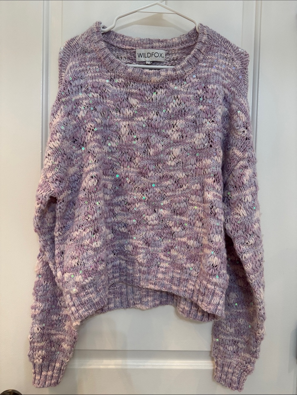 Wildfox Lavender Sequin Marled Crewneck Sweater